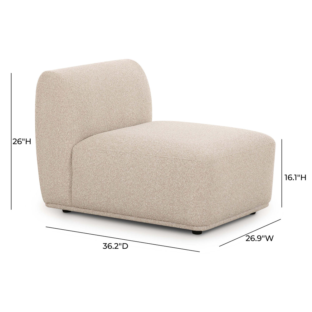 Sylvie Cream Boucle Armless Chair dimensions