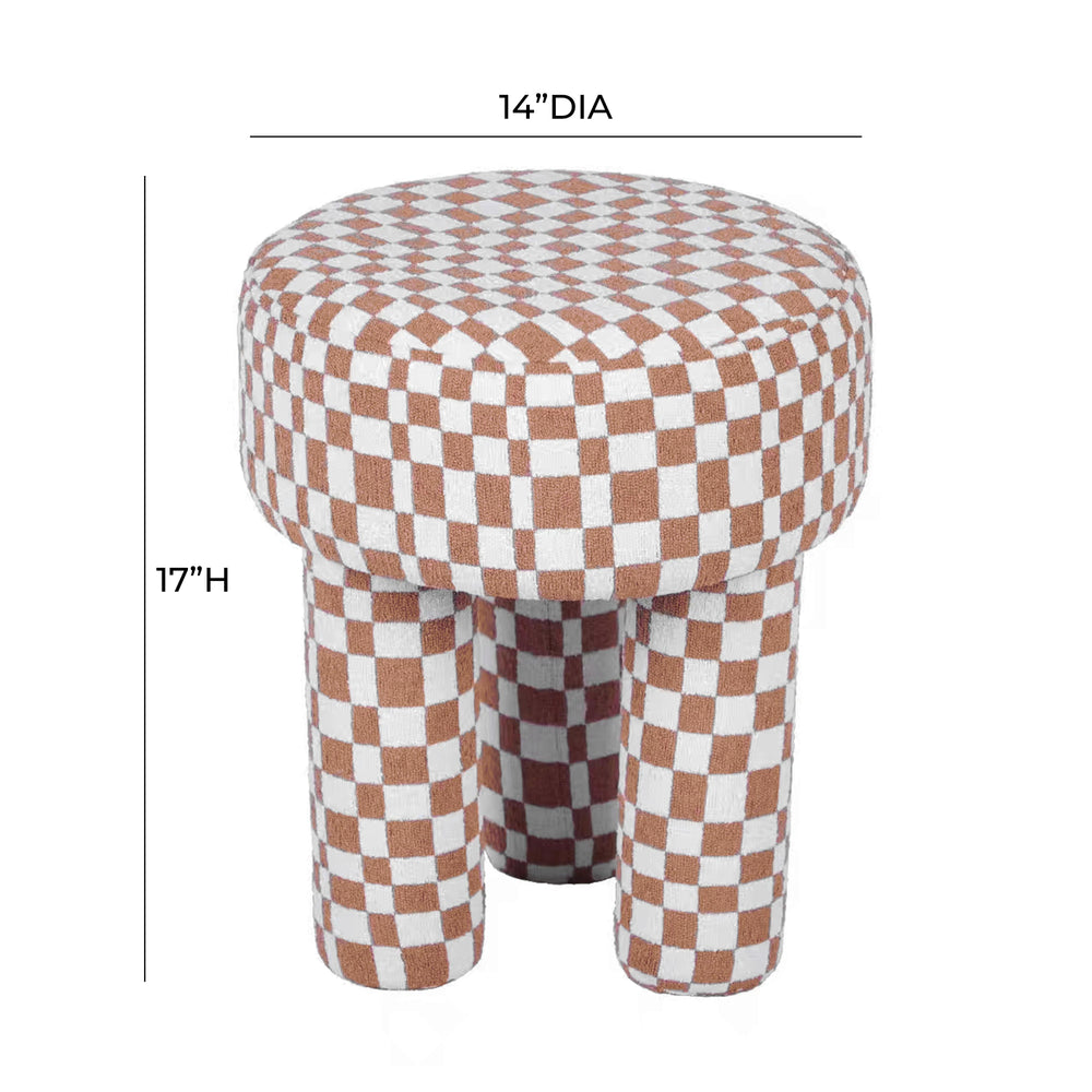 Claire Brown Checkered Boucle Stool dimensions