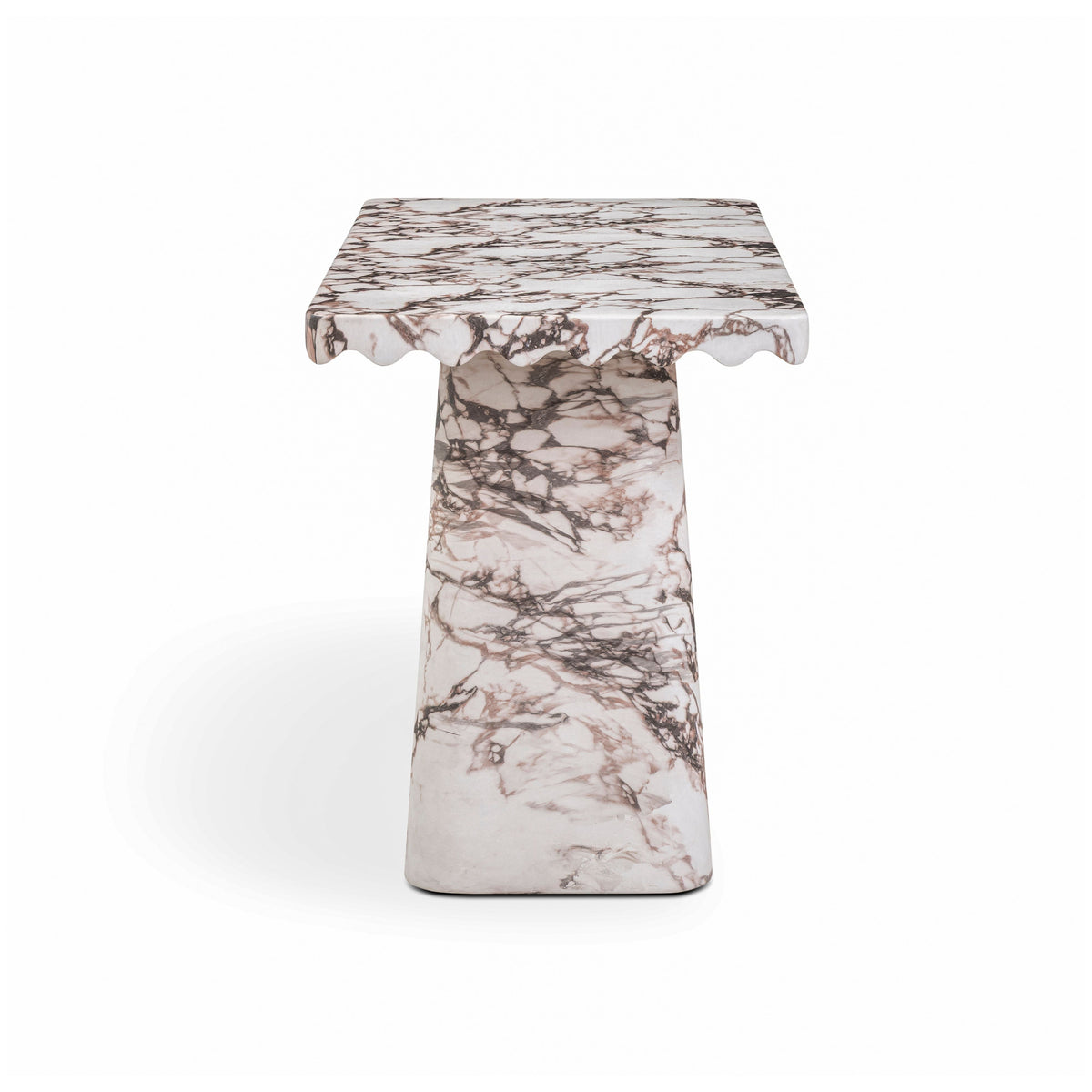 Janice faux Breccia marble console desk top surface detailing realistic Italian stone pattern