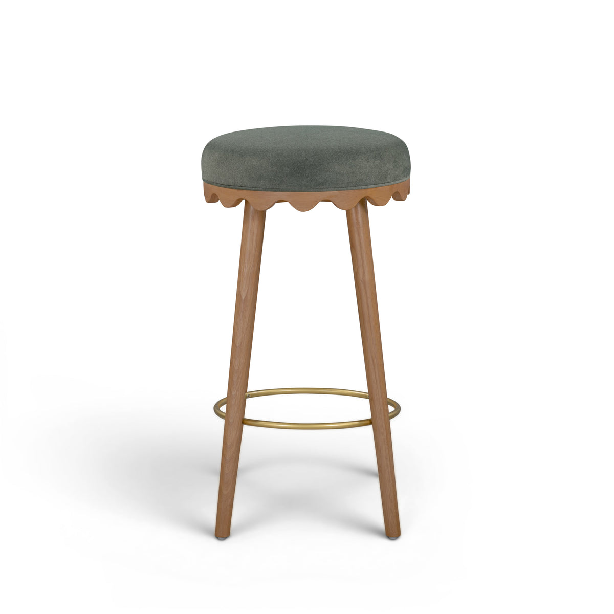 Oodle Performance Vegan Mohair Bar and Counter Stool side angle showing compact profile