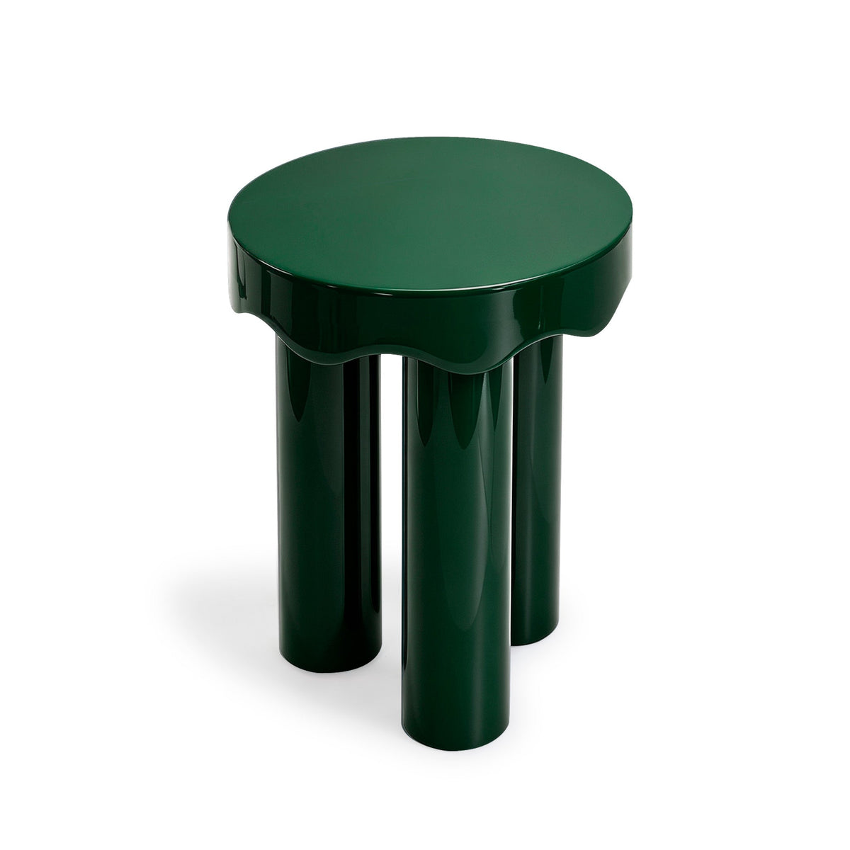 Top-down perspective displaying wavy silhouette of Casper high gloss nesting side tables
