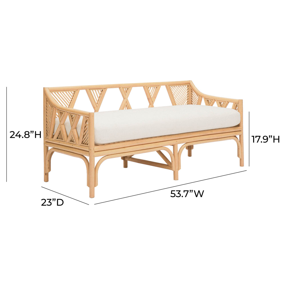 Jayla 54" Natural Rattan Bench dimensions