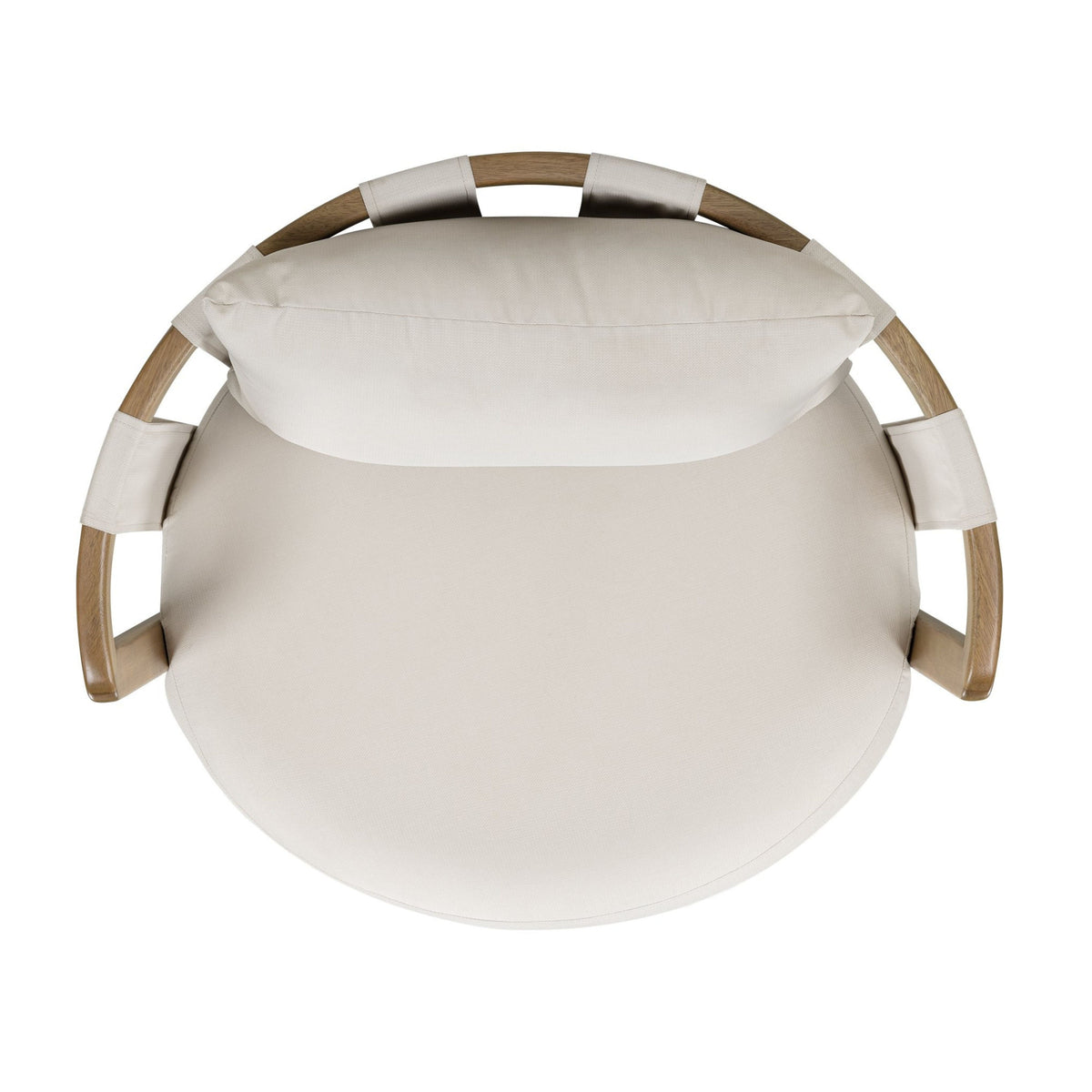 Paolo cream outdoor accent chair styled in a covered patio lounge