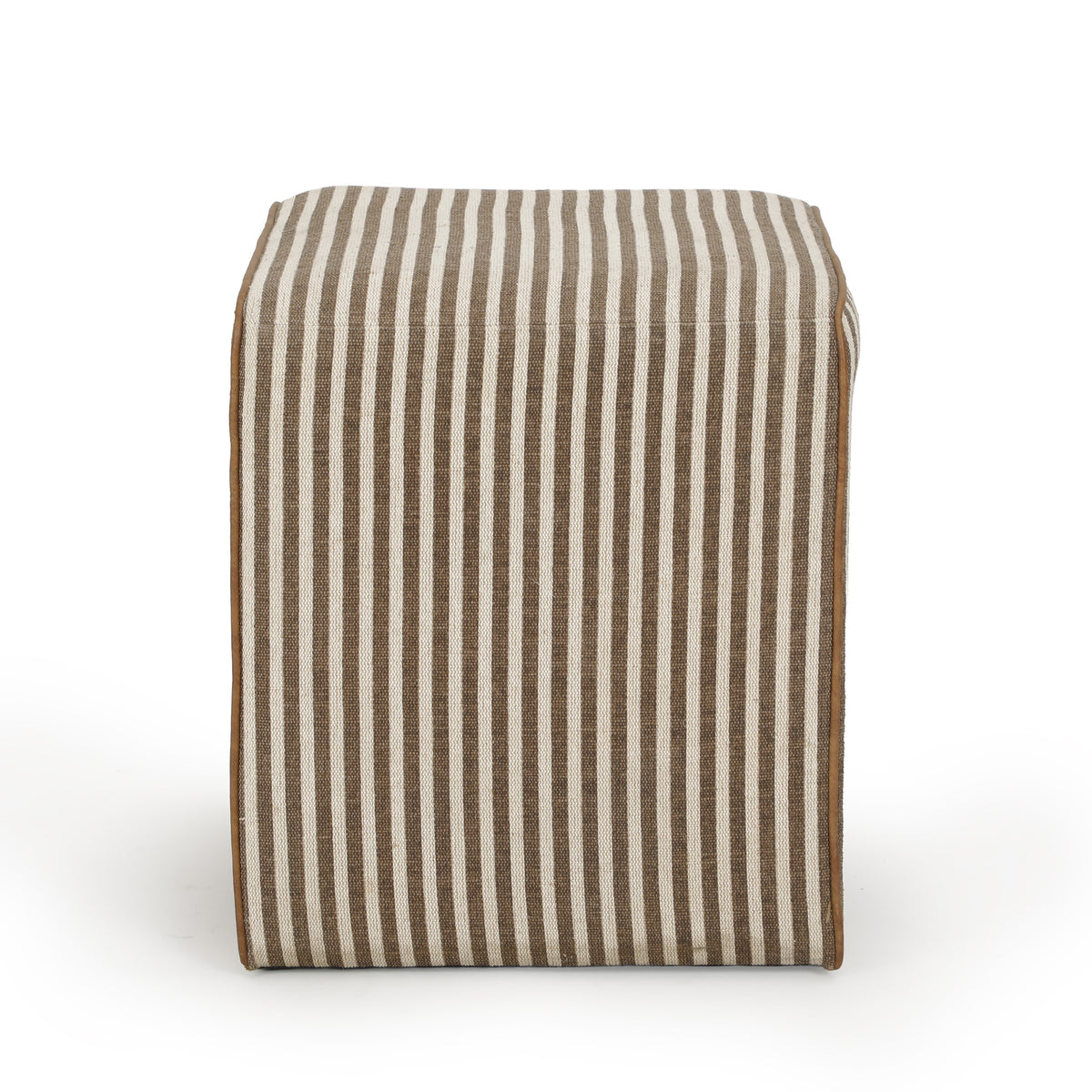 High-angle view of Byron Square Cotton Jute Ottoman natural weave pattern