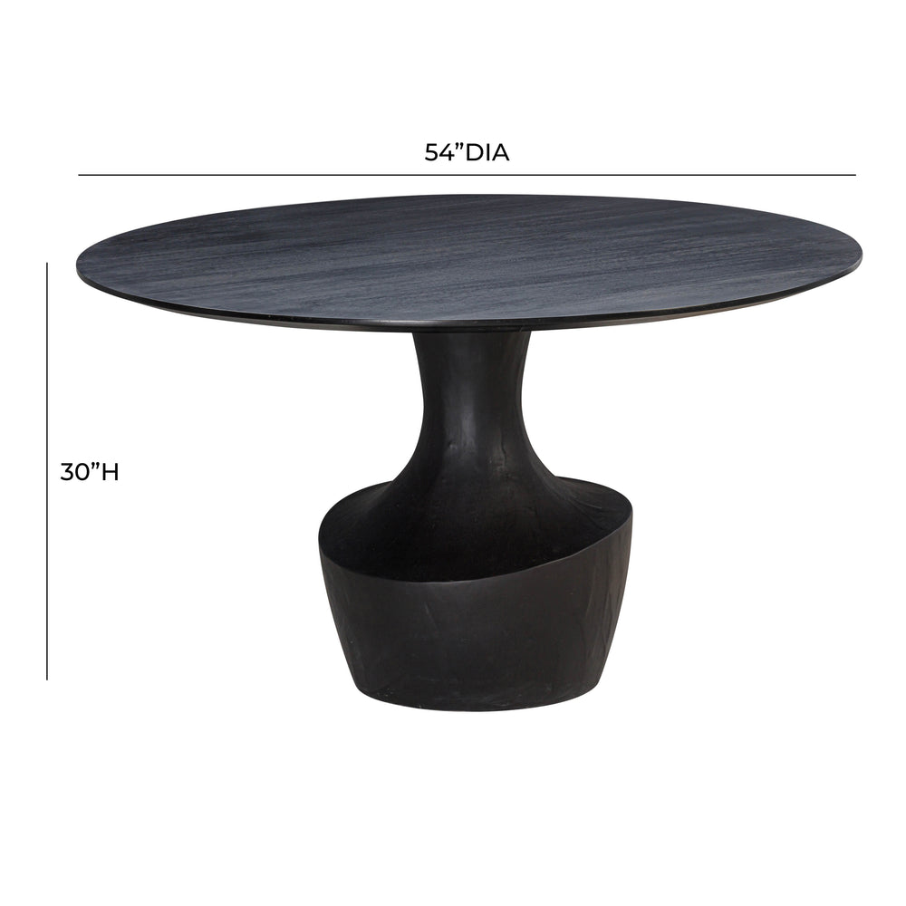 Gevra 54" Black Acacia & Faux Plaster Round Dining Table dimensions