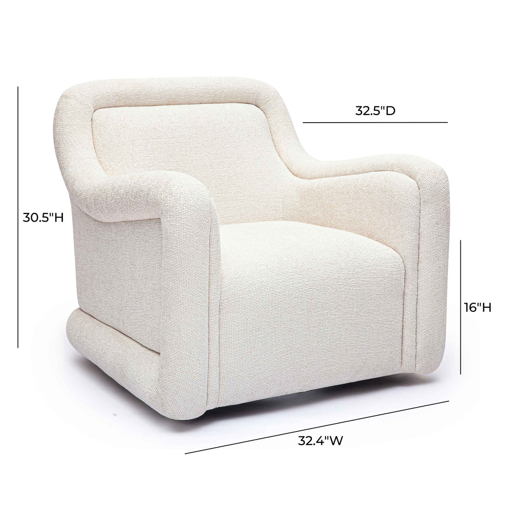 Charli Cream Basketweave Chenille Swivel Chair dimensions