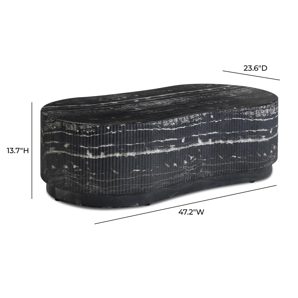 Hades 47" Black Faux Marble Indoor/Outdoor Concrete Coffee Table dimensions