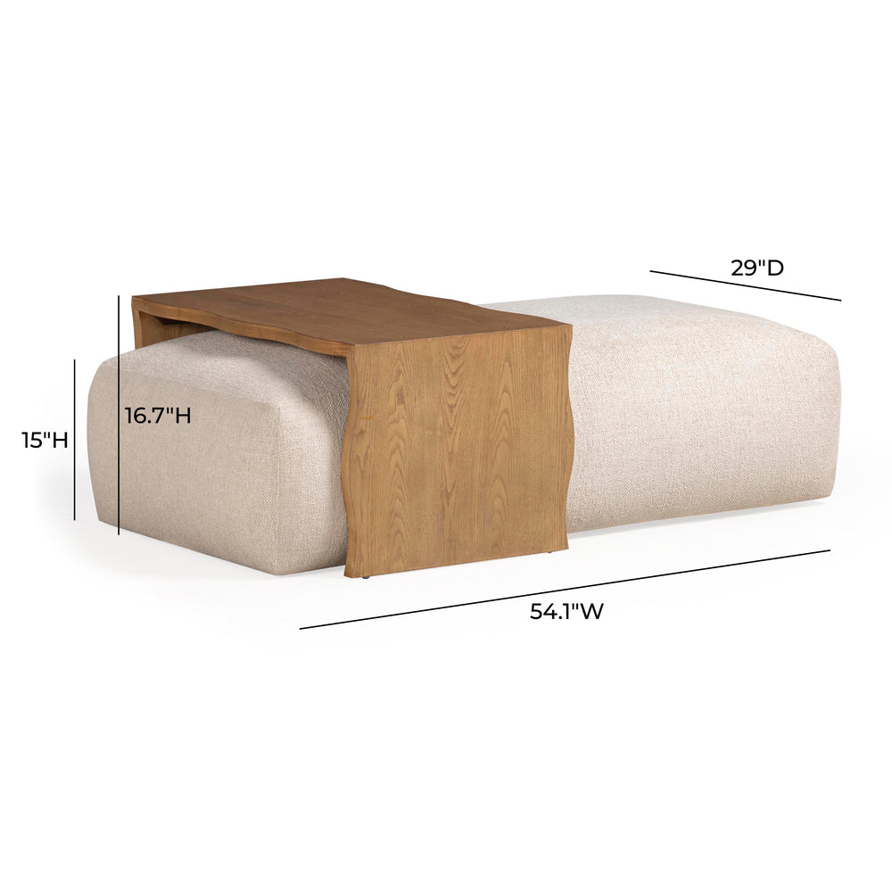 Spencer Performance Basketweave Ottoman with Bridge Table dimensions