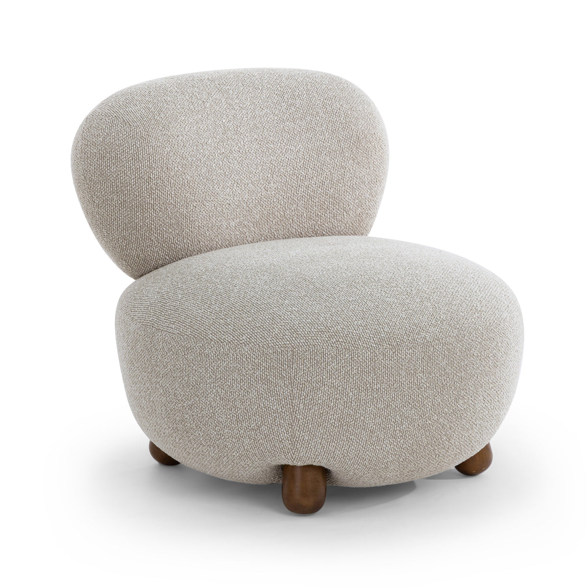 Three-quarter angle view of the Pucker Accent Chair highlighting rounded contours