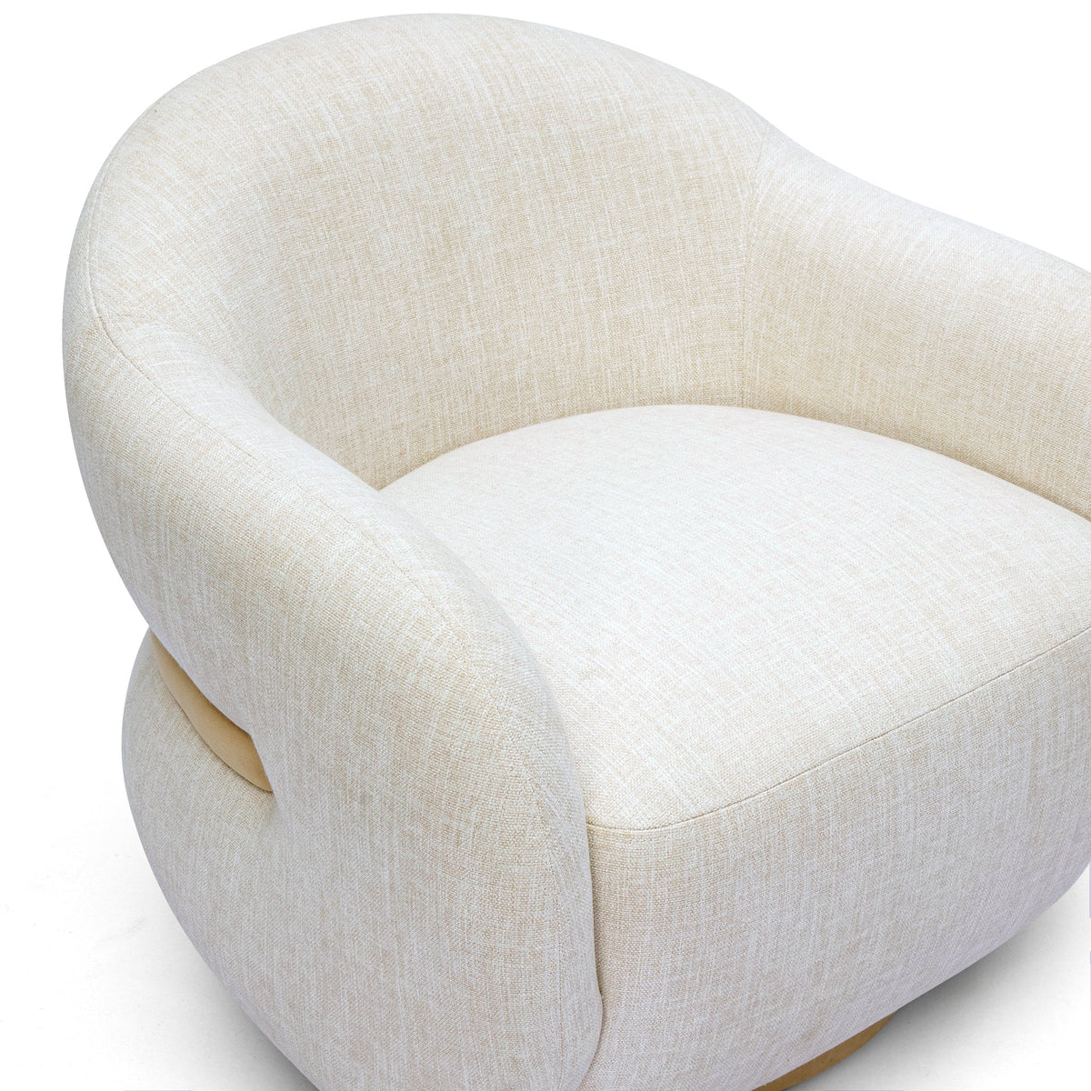 Close-up shot of FOAK Salma curved armrest and high-density foam cushioning