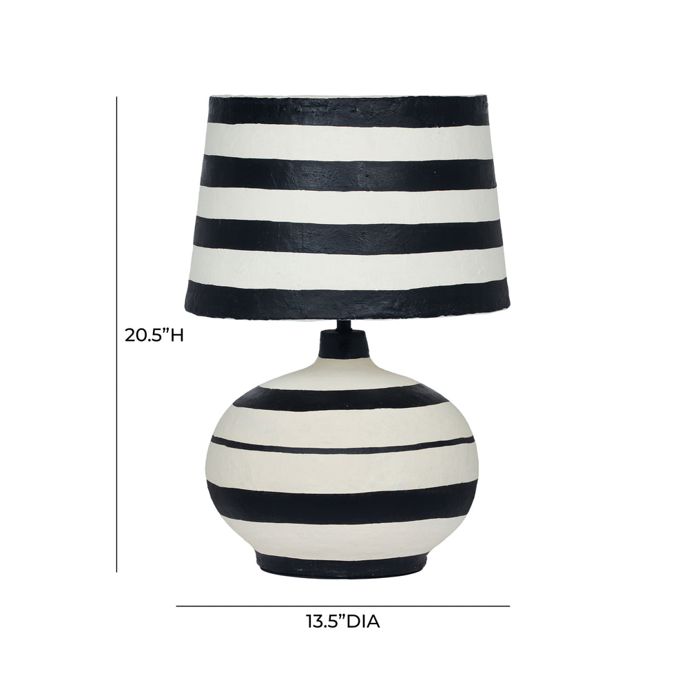 Positano Striped Papier Mache Table Lamp dimensions