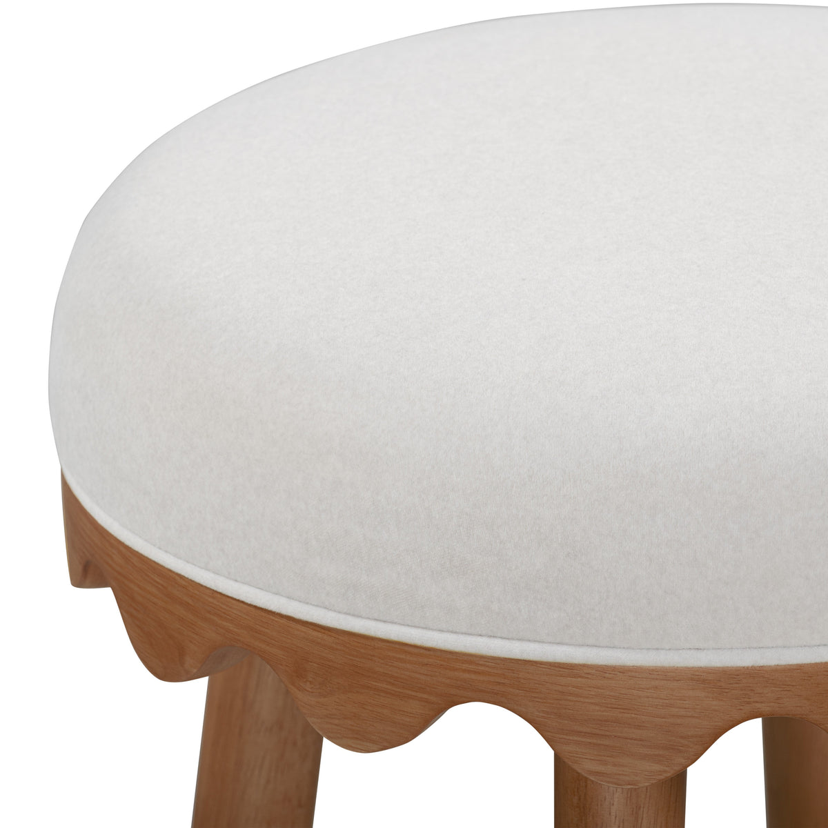 Oodle Performance Vegan Mohair Bar and Counter Stool overhead perspective showcasing round footprint