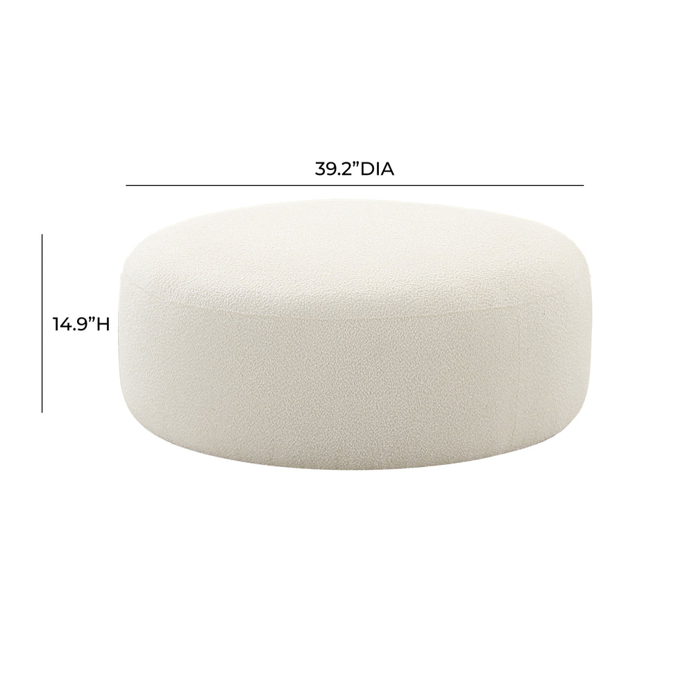 Broohah Upholstered Ottoman with Plush Cushioning - Post-Modern Style in Neutral Boucle dimensions