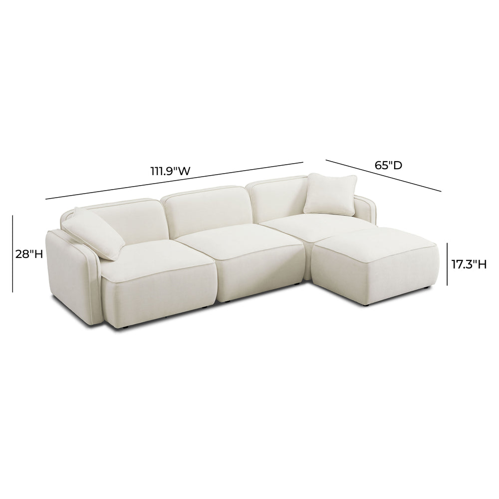 Travie 4-Piece Sand Upcycled Linen Modular Sectional dimensions