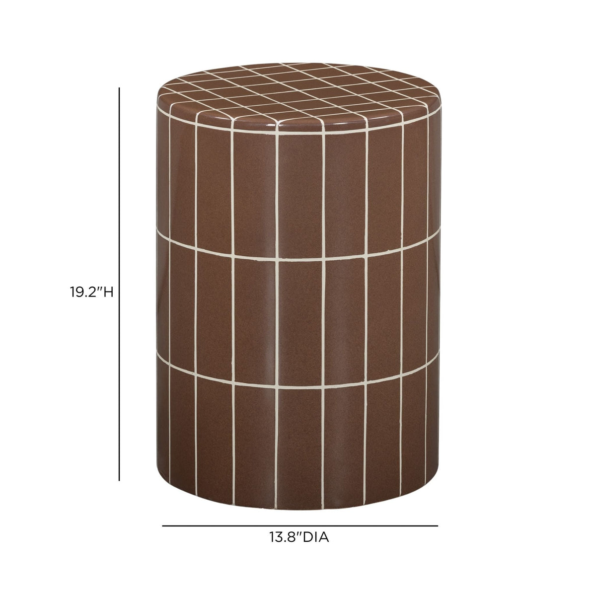 Side profile showing cylindrical silhouette of Tatiana table