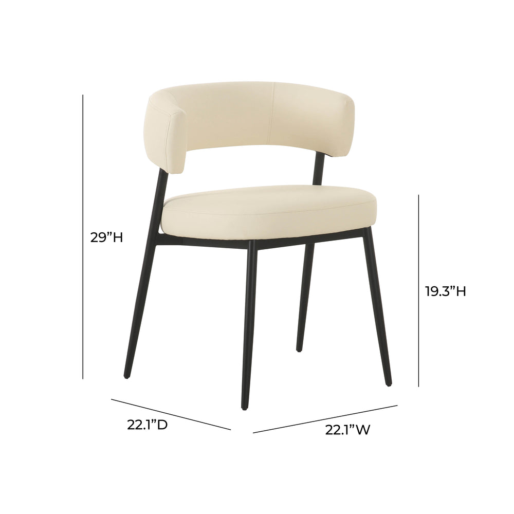 Maxine Cream Performance Vegan Leather Dining Chair dimensions
