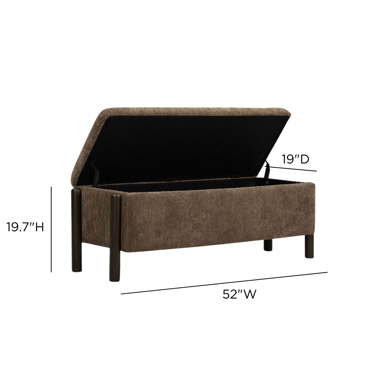 Abby 52" Nubby Fabric Storage Bench - View 17