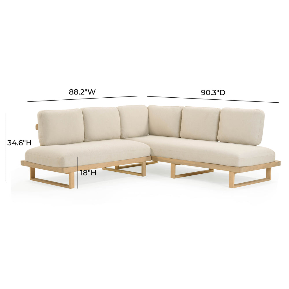Evan 2-Piece Cream Outdoor L-Shaped Sectional dimensions