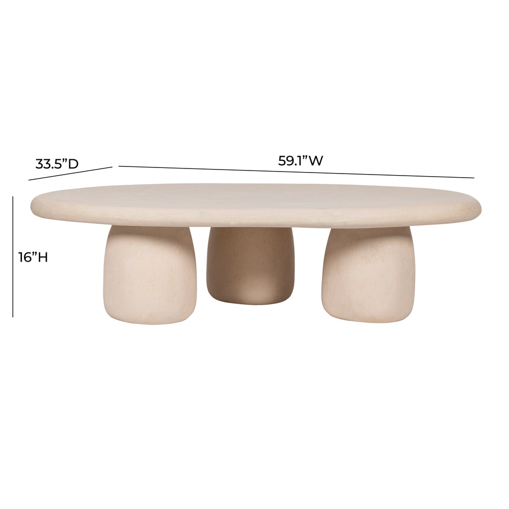 Rahul 59" Cream Coffee Table dimensions