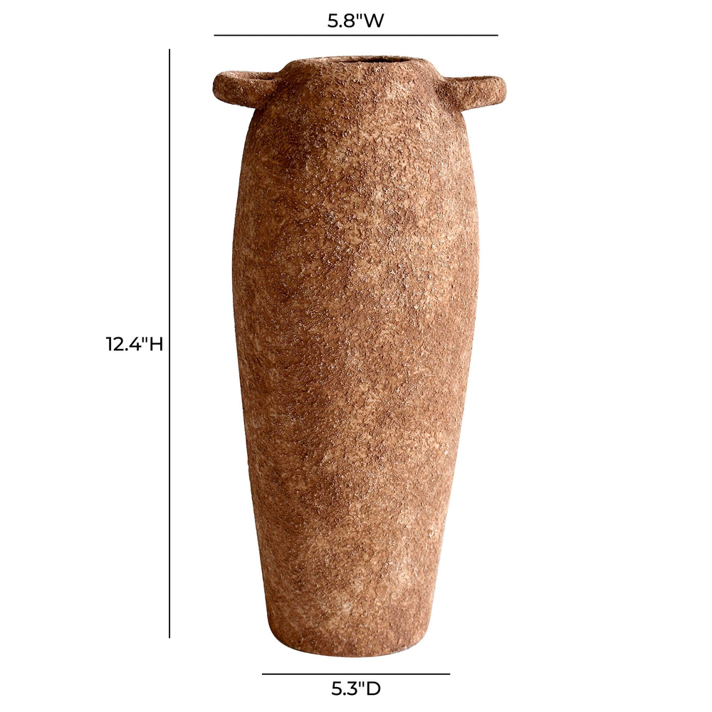 Earthenware Narrow Vase in Terracotta - Handmade Hand-Painted Ceramic Decor Accent dimensions