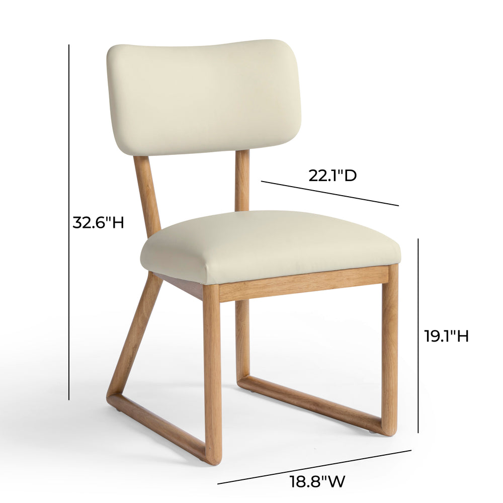 Bobbie Cream Vegan Leather Dining Chair dimensions
