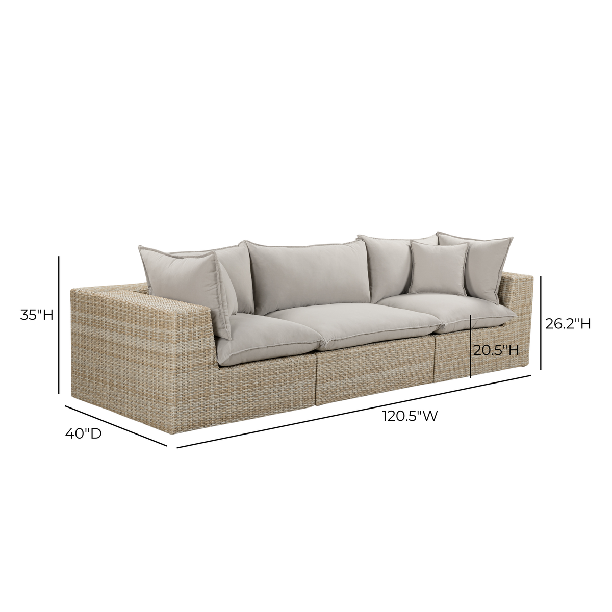 Cali 120-inch modular outdoor sofa poolside arrangement