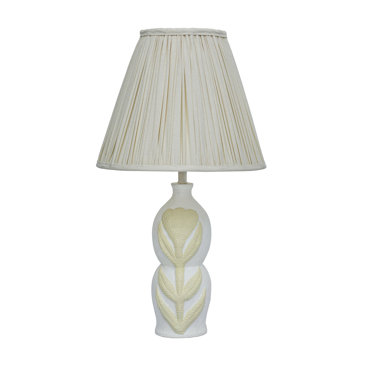 Edith Curved Papier Mache Flower Pleated Table Lamp - View 1