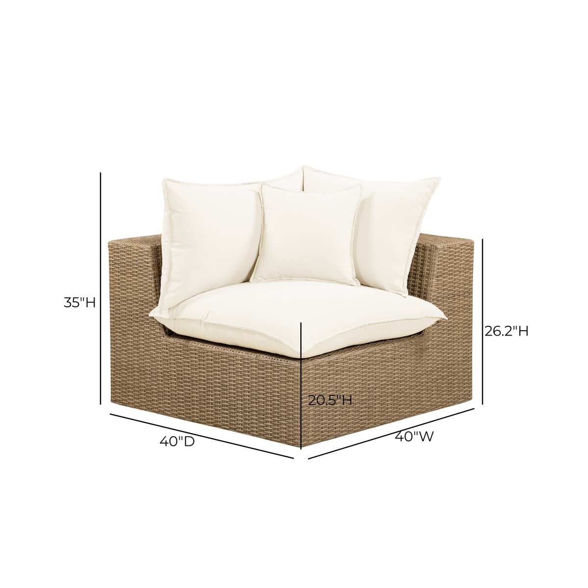 Detail view of corner connection points on Cali modular patio chair
