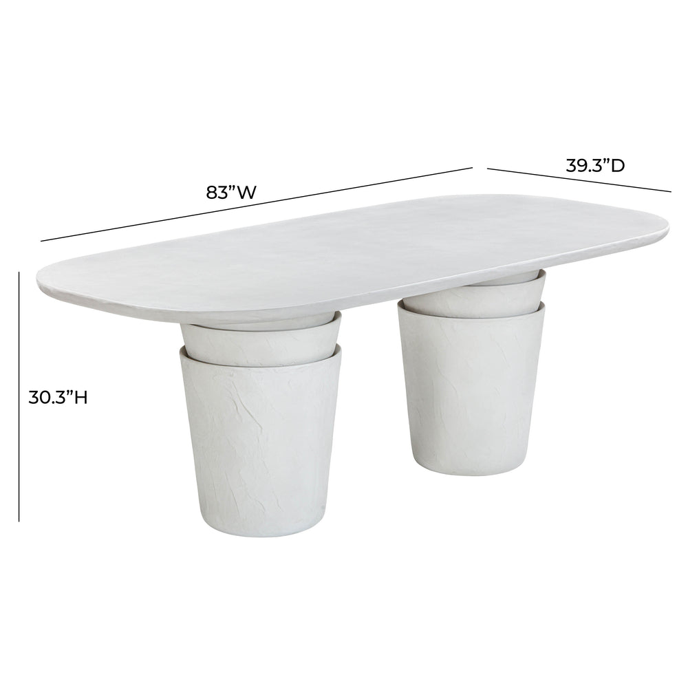 Margot 83" Light Grey Faux Plaster Indoor / Outdoor Concrete Oval Dining Table dimensions