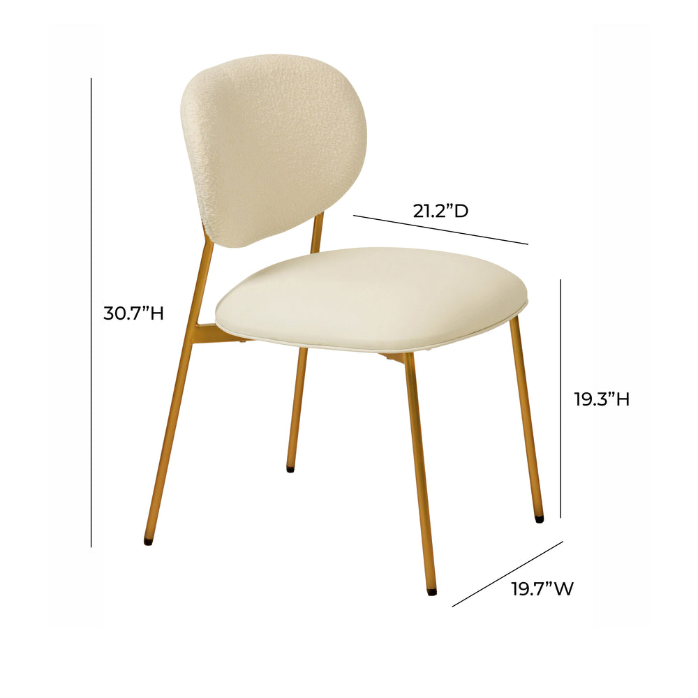 McKenzie Cream Boucle & Performance Vegan Leather Stackable Dining Chair - Set of 2 dimensions