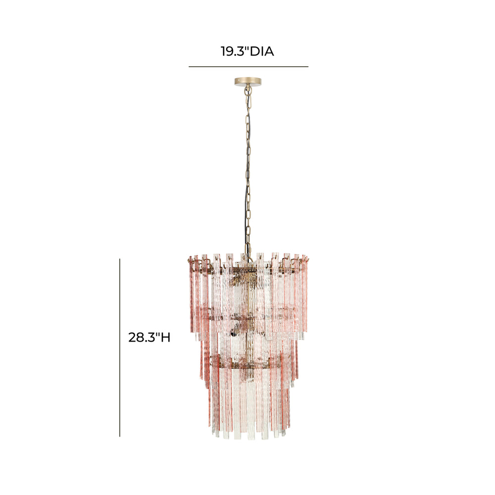 Hampshire Pink Acrylic 3-Tier Chandelier dimensions