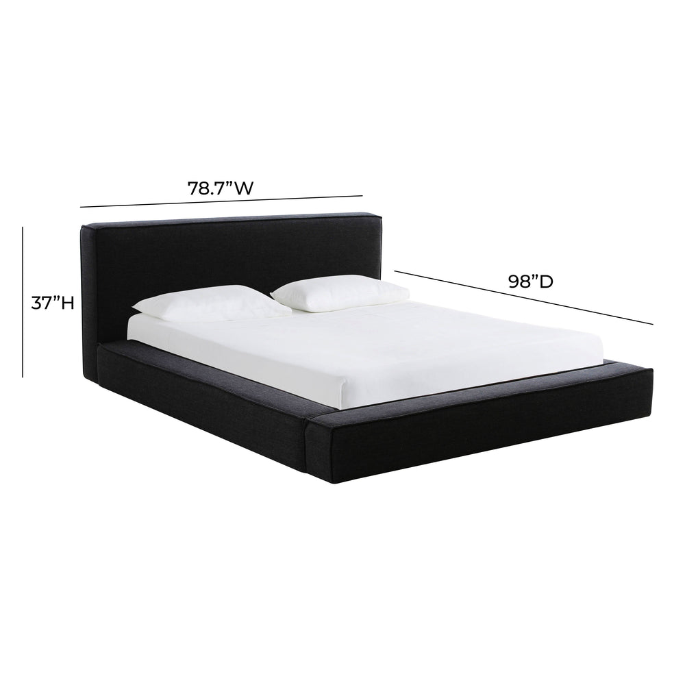 Olafur Upholstered Linen Bed with Soft Surround Cushions & Piped Stitching - Relaxed Mid-Century Modern dimensions