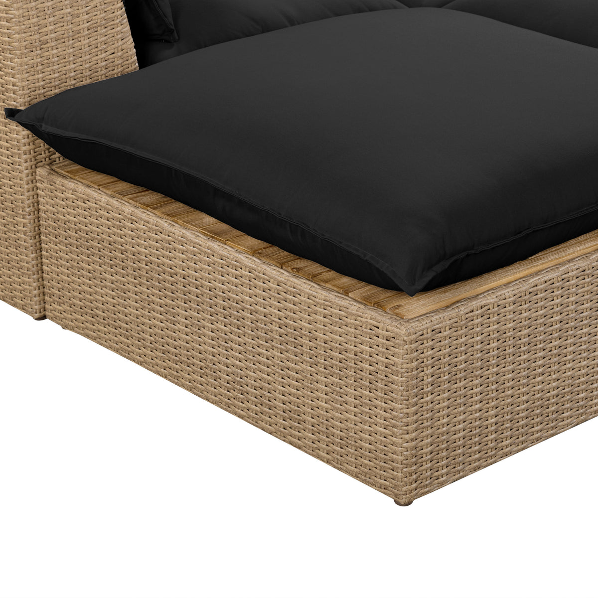 Cali 4-Piece Performance Fabric and Wicker Outdoor Sectional three-quarter side view of full set