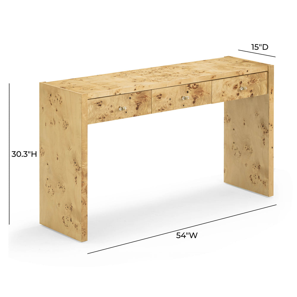 Brandyss 54" Burl Console Table dimensions
