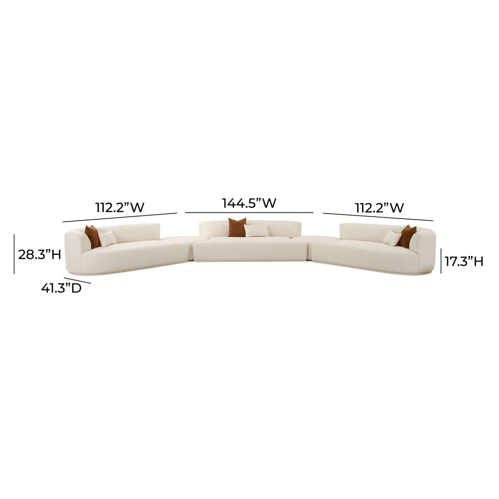 Fickle 5-Piece Cream Boucle Modular Sectional dimensions