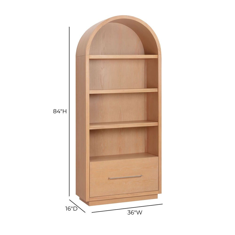 Marlow Wood Bookcase With File Drawer dimensions