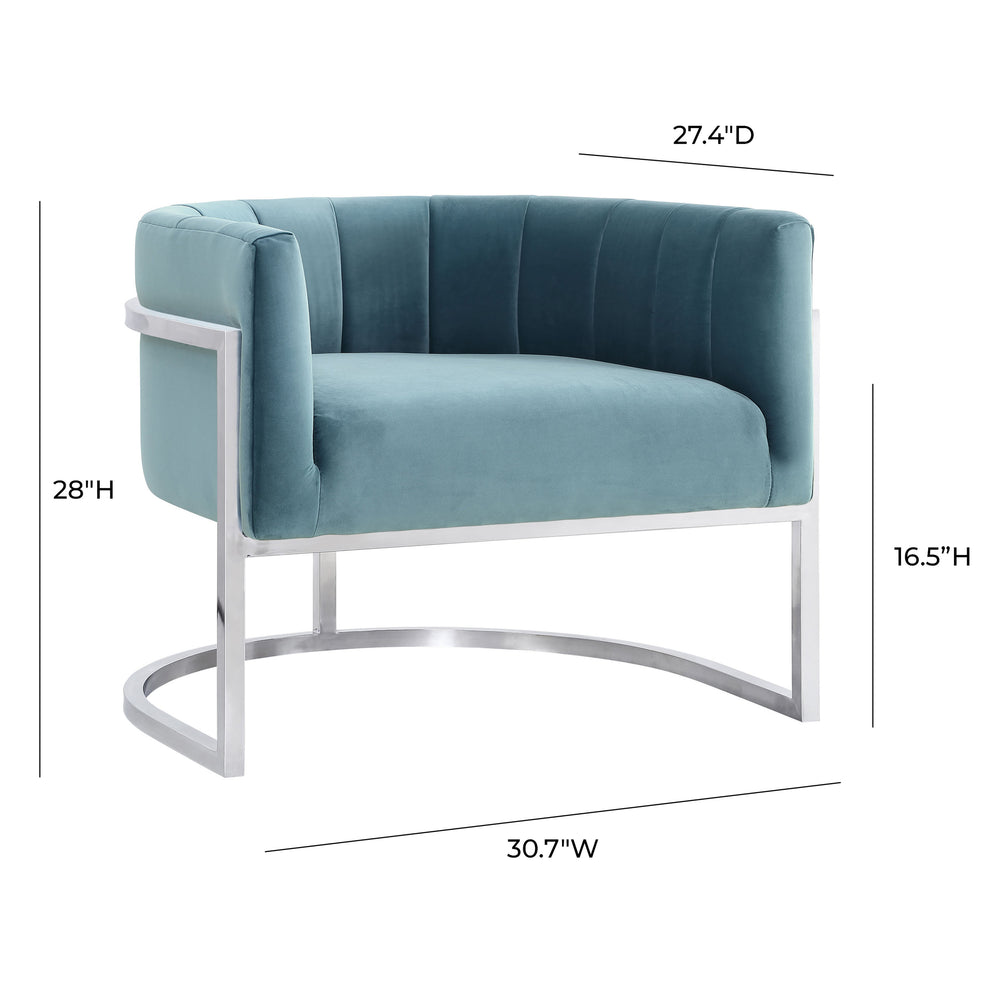 Magnolia Velvet Accent Chair with Silver Base dimensions