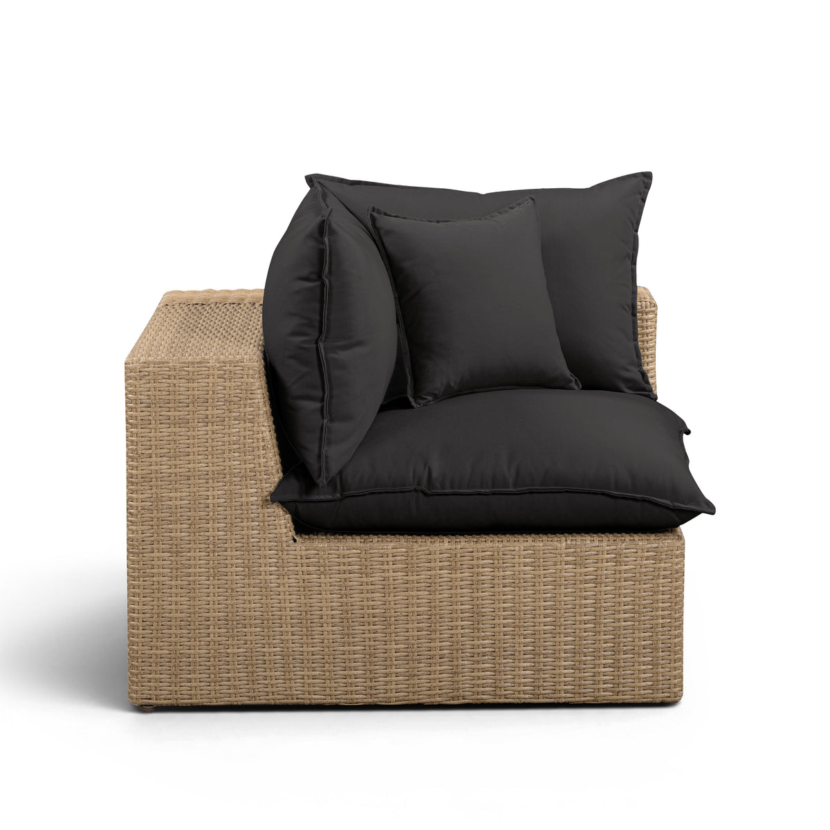 Overhead top view of Cali outdoor corner chair cushion arrangement