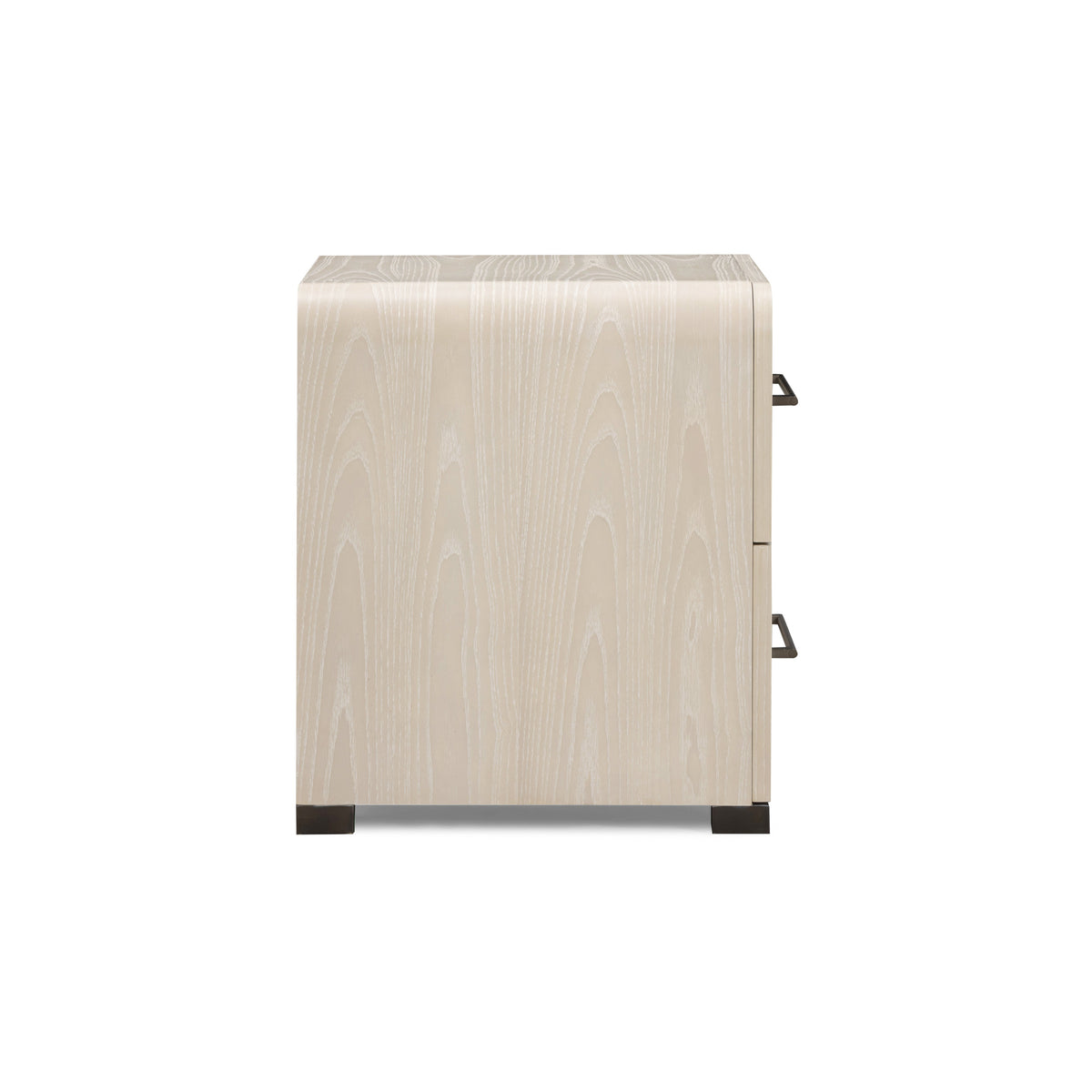 Top-down view of the Marissa ash wood 2-drawer nightstand surface