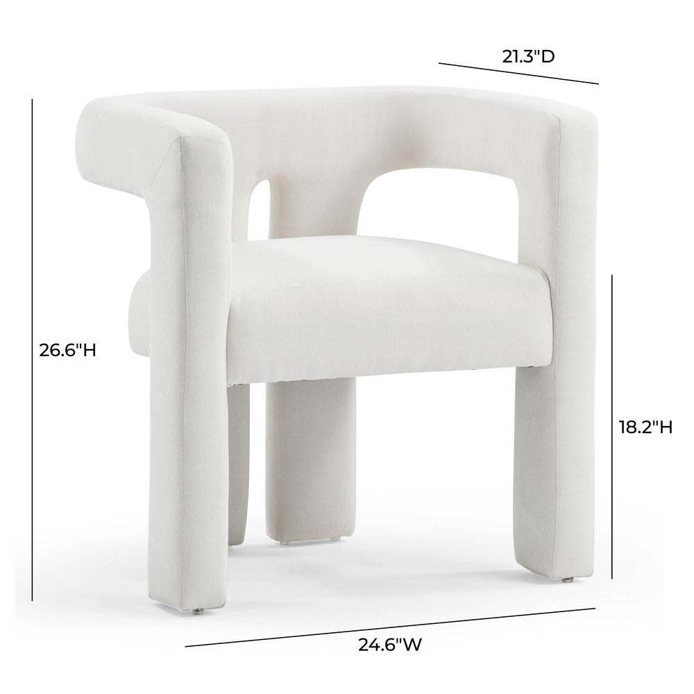 Sloane Bone White Upcycled Fabric Chair dimensions