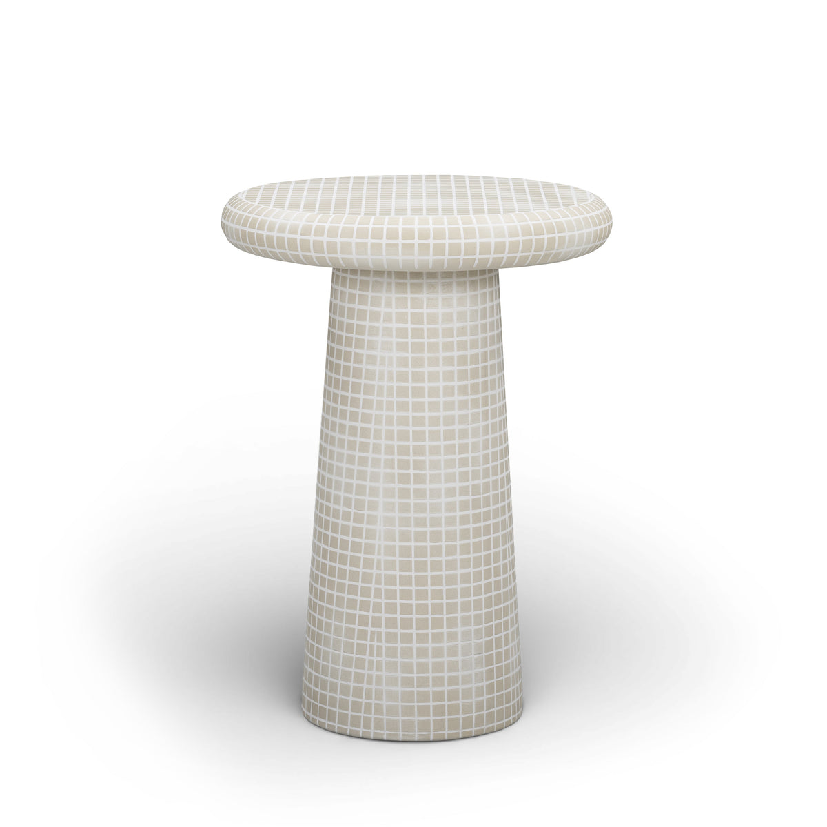 Monica Tiled Pattern Indoor and Outdoor Round Pedestal Side Table front profile
