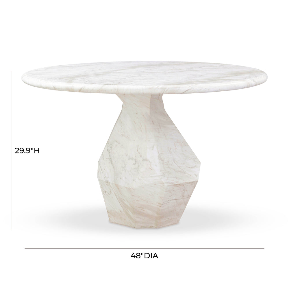 Esme 48" Faux Marble Indoor / Outdoor Round Dining Table dimensions