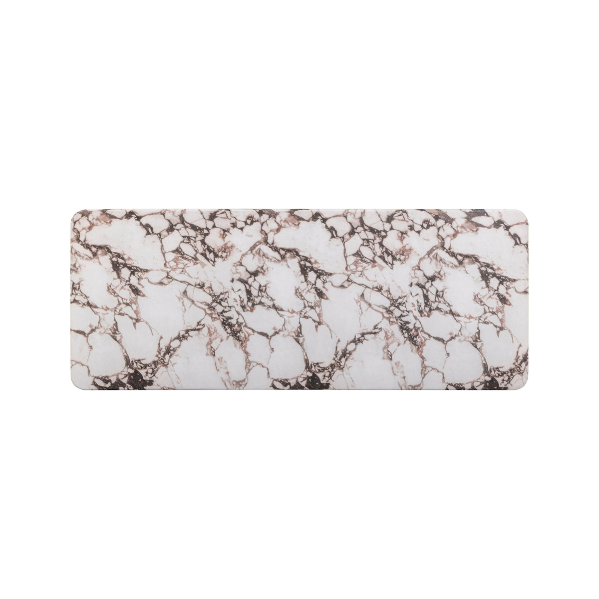 FOAK faux marble console desk styled in a modern entryway foyer setting