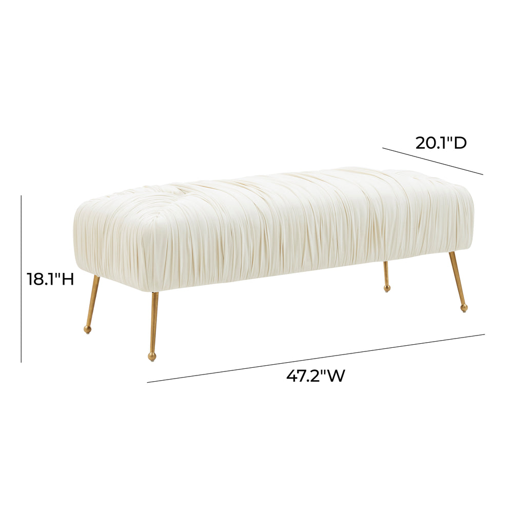 Jessica 47" Cream Velvet Bench dimensions