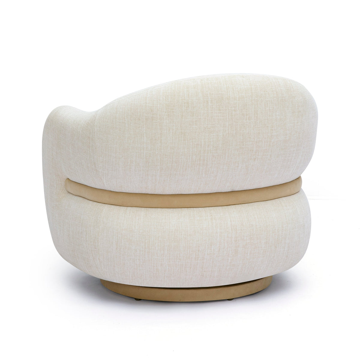 High-angle view of FOAK Salma upholstered chair showing tailored seam construction
