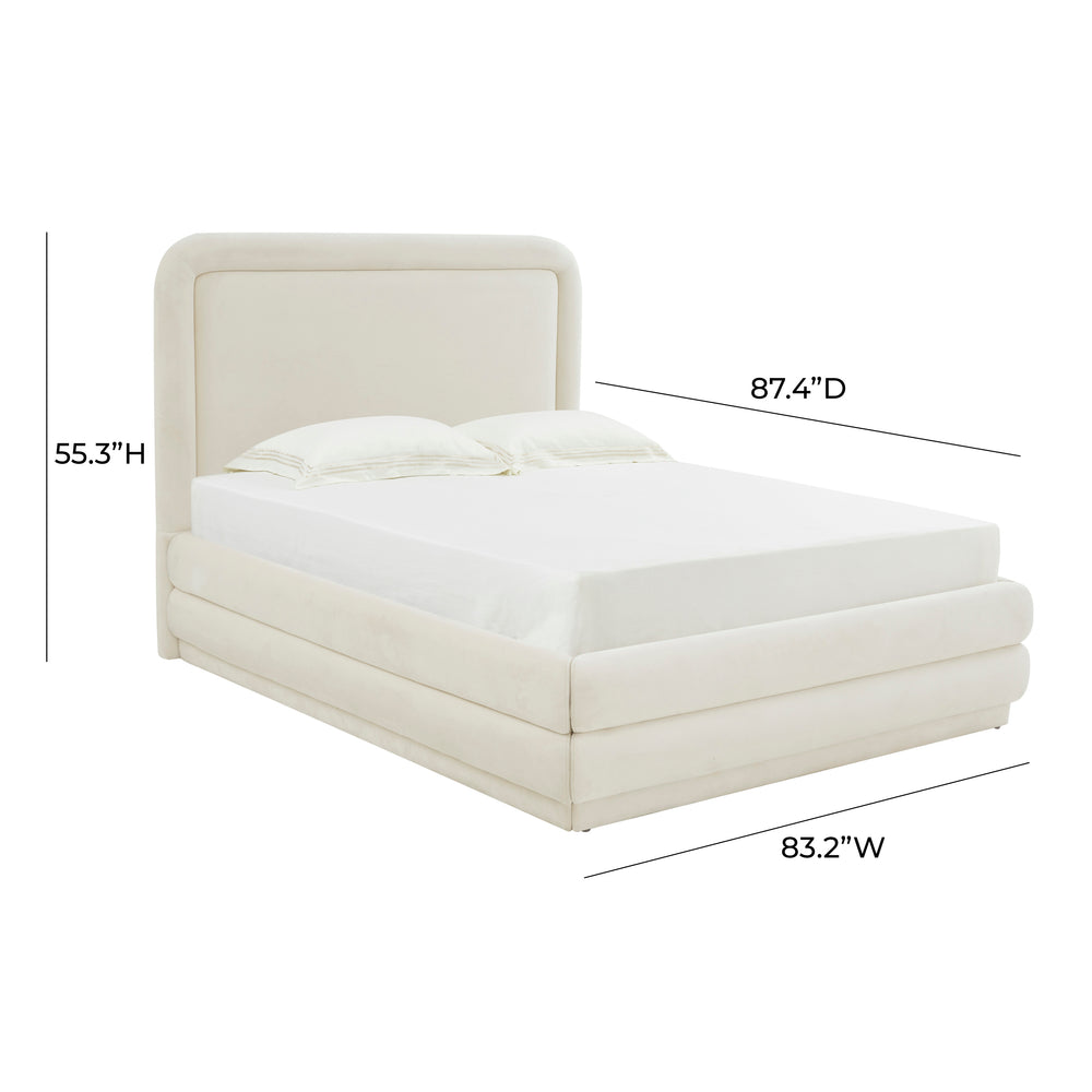 Briella Velvet Bed with Transparent Legs & Kiln-Dried Pine Frame - Modern Minimalist Upholstered Bed dimensions