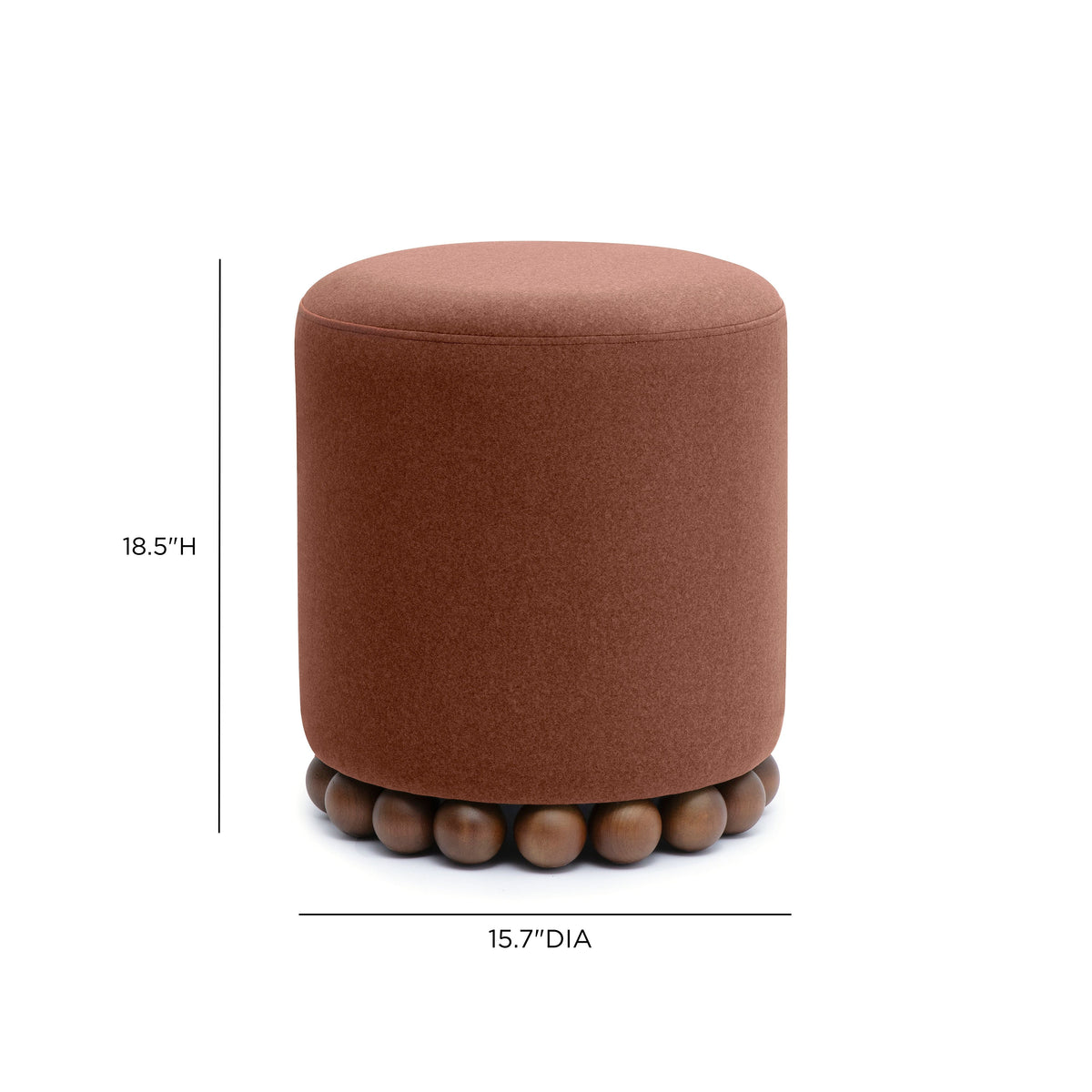 Detail of rounded lower rim and wood ball feet of Dex stool