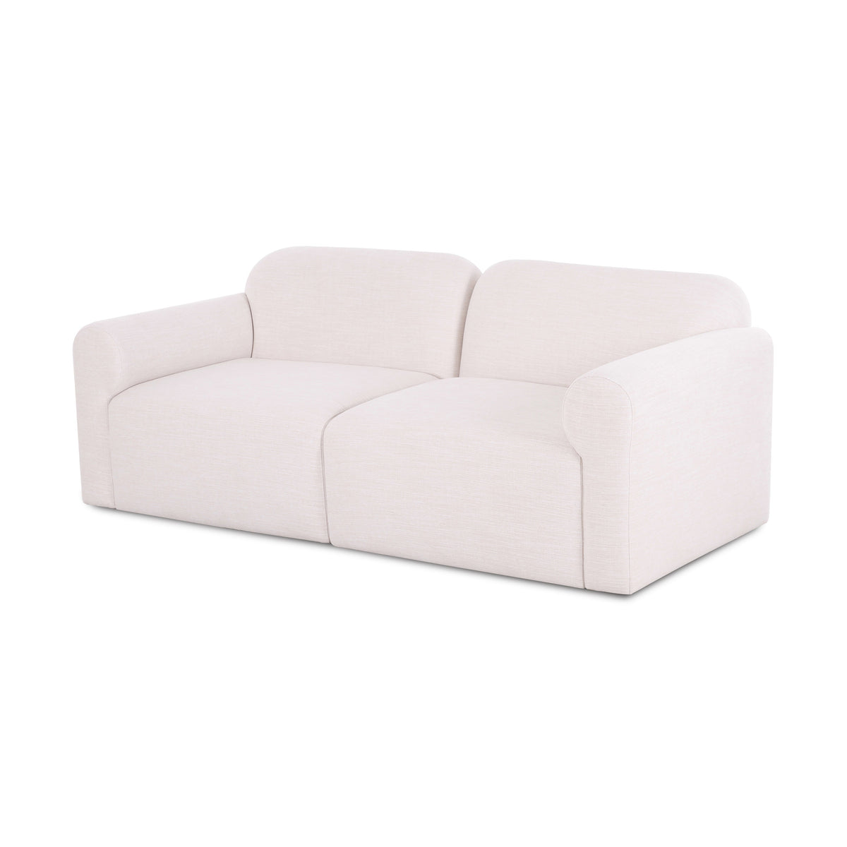 Gorge modular loveseat in cream three-quarter profile showing clean architectural lines