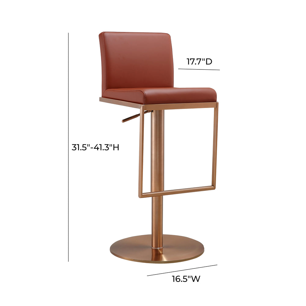 Sentinel Saddle Brown and Rose Gold Adjustable Stool dimensions