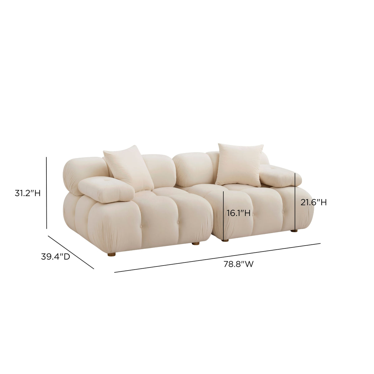 Calliope 79" Modular Loveseat - View 34